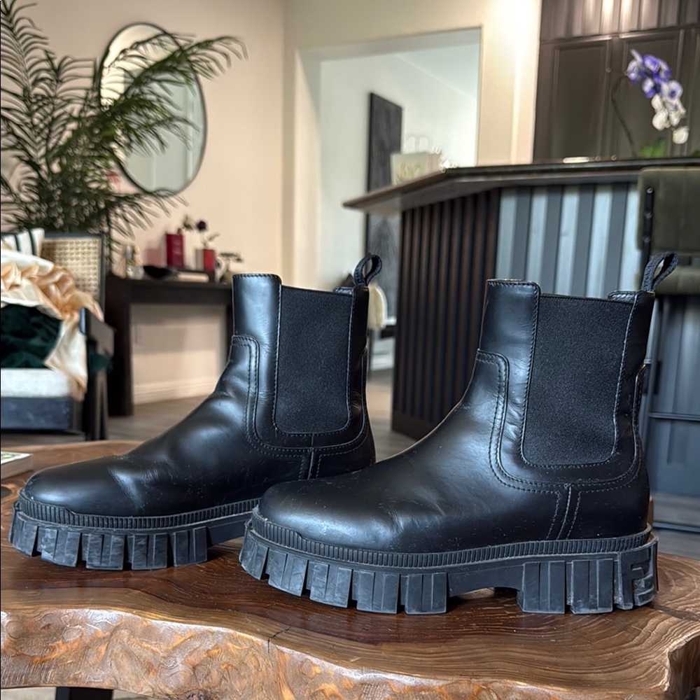 Fendi Black Ankle Boots with Chunky Sole